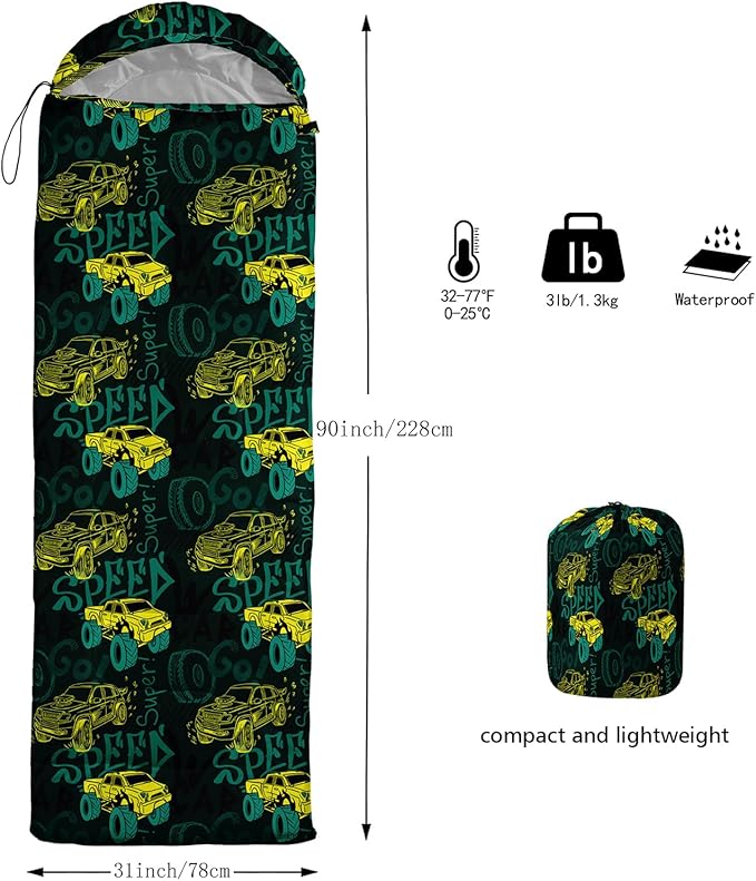 AILONEN Boys Sleeping Bag for Camping,Nautical Anchor,Lightweight & Waterproof,3 Season Warm & Cool Weather,Navy Blue Sleeping Bags for Kids Men Travelling,Outdoors