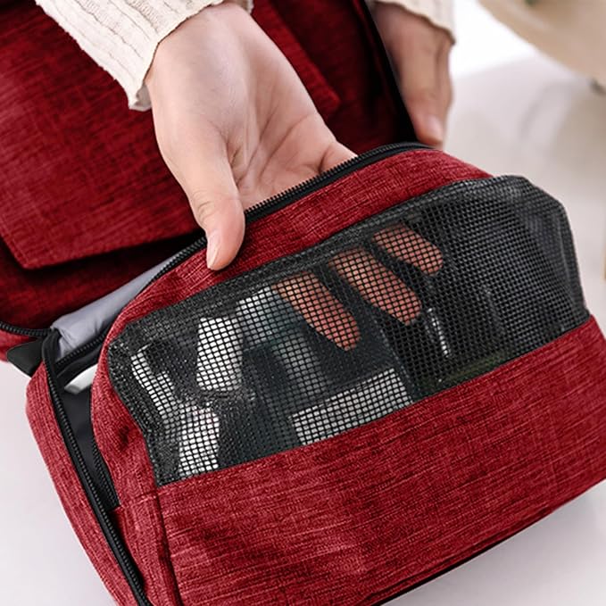 Travel toilet bag is used to store toiletries, with a large capacity storage hanging toilet bag (Burgundy)