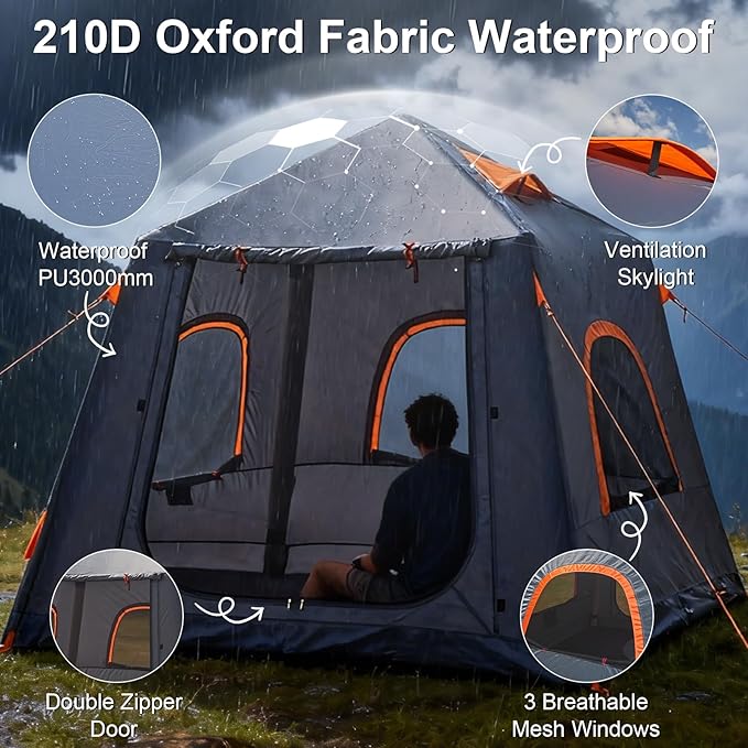 Inflatable Tents for Camping,Easy Blow Up Tent with Hand Pump,4 Seasons Waterproof Air Inflatable Camping Tent House for Family Weekend Camping