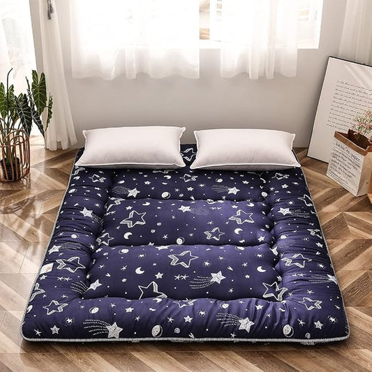 MAXYOYO Navy Star Futon Mattress Japanese Floor Mattress Tatami Floor Mat Foldable Bed Portable Camping Mattress Kids Sleeping Pad Floor Lounger Couch Bed Twin Size