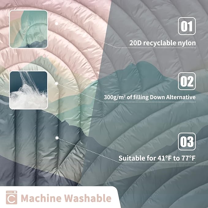 Camping Blanket,Puffy Printed Camping Blanket Lightweight Packable Outdoor Blanket for Camping,Traveling, Stadium, Hiking, Picnics