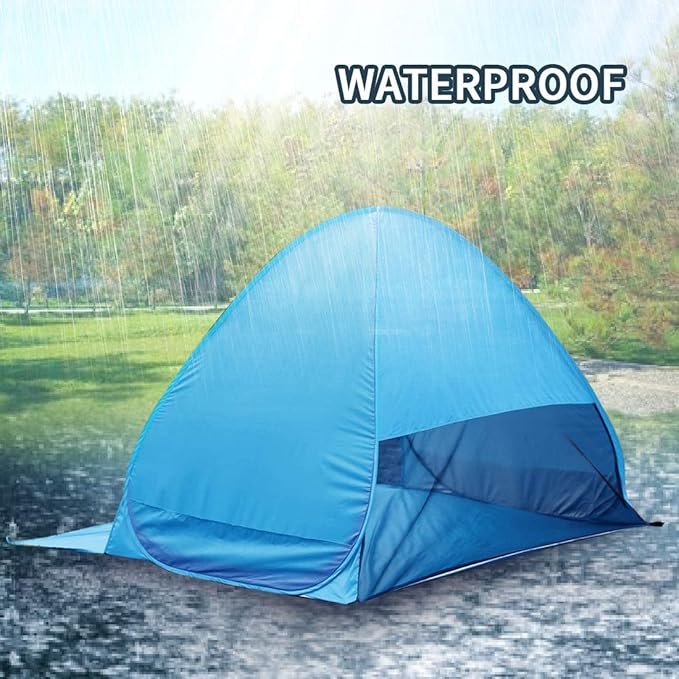 Pop Up Beach Tent –for 2-3 Person UPF 50+ UV Sun Protection Beach Shade Tent Pop Up Sun Shelter with Carry Bag and Stakes for Beach, Park, Camping (Large)