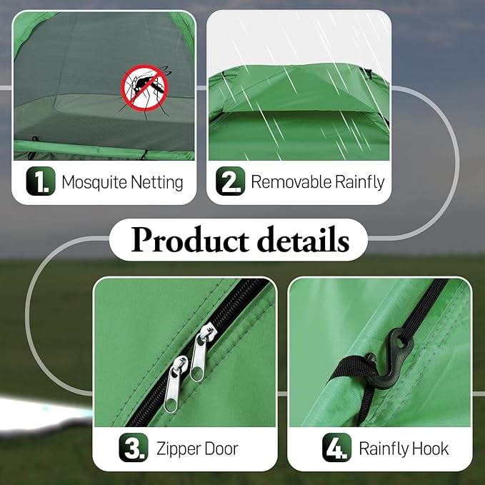 Outvita Camping Dome Tent, 1-4 Person Waterproof Windproof Easy Setup Spacious Family Tents with Carry Bag & Rain Fly for Hiking Backpacking Traveling Glamping Beach