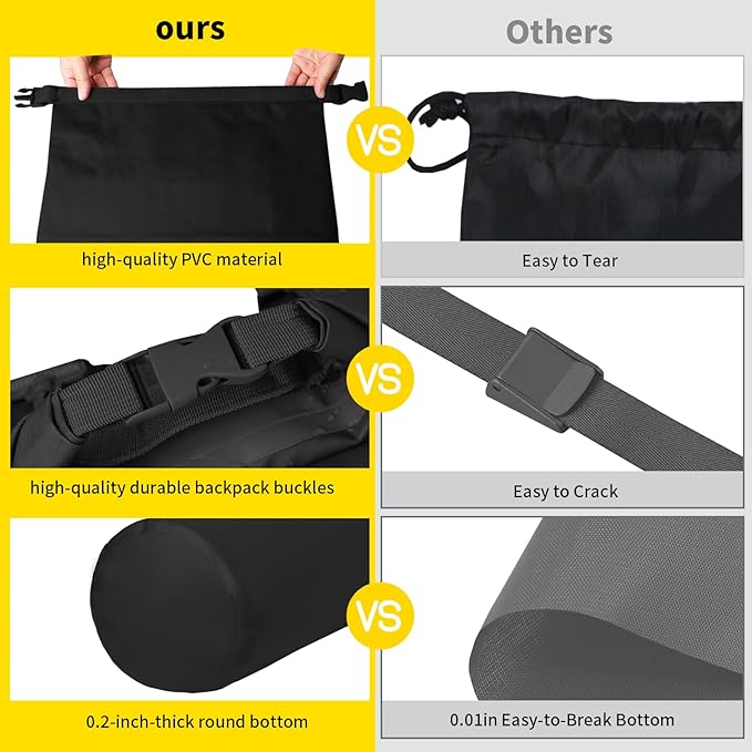 Waterproof Dry Bag, 10L Roll Top Dry Bag Backpack, 500D PVC IPX8 Floating Dry Bag for Hiking, Kayaking, Camping