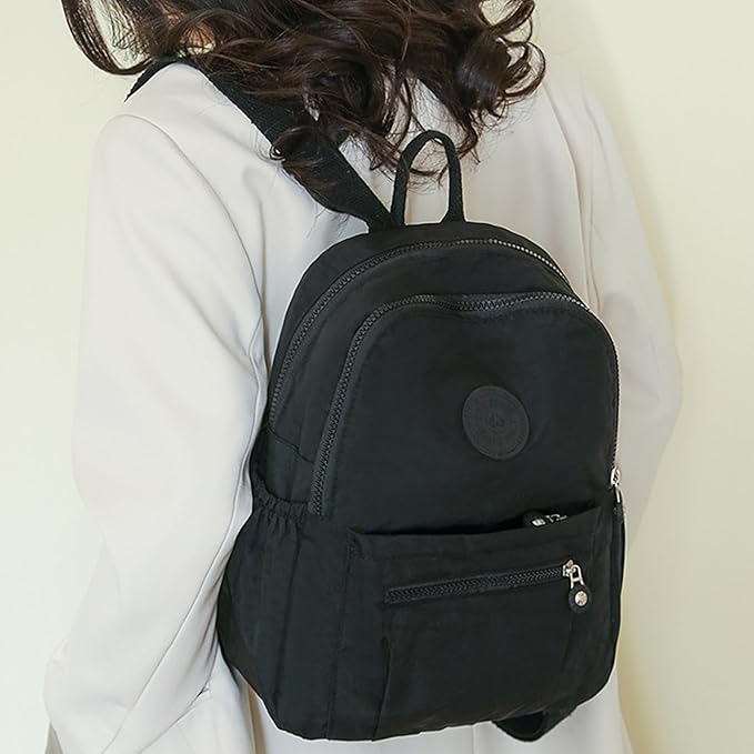 Simple Casual Solid Color Lightweight College Work Backpack Anti Theft Travel Backpack Daypack for Women (Black)