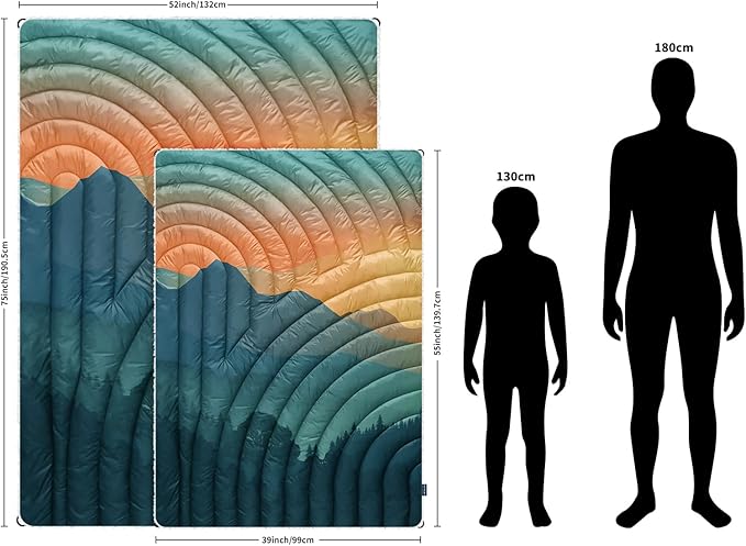 Outdoor Camping Blanket,Warm Thick Camp Blankets with Sherpa Lining Soft Fleece Camping Blanket Puffy Camping Quilt for Cold Weather Traveling, Stadium, Hiking, Picnics