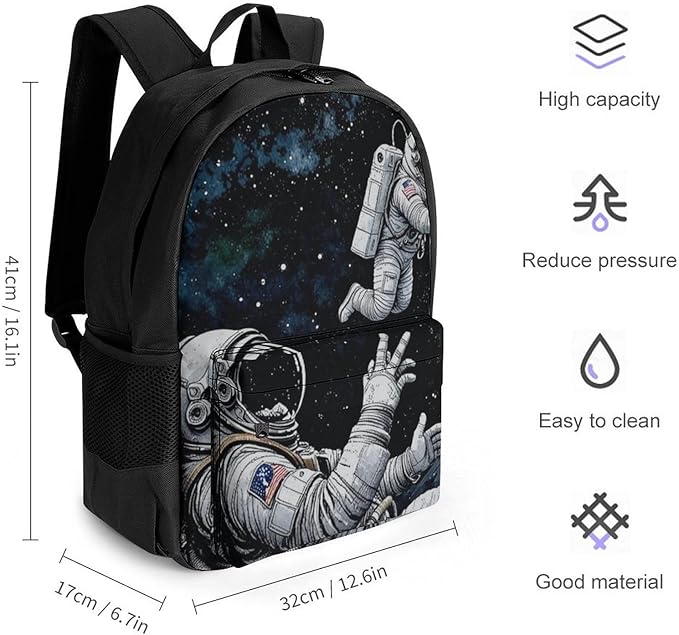 Lightweight Daypack Bookbag for Trekking Business Walking Cycling, Big Capacity Anti-Theft Multipurpose Carry On Bag, Astronaut Space Art Business Computer Bag