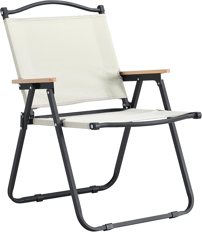 Camping Chairs,2-Piece Folding Outdoor Chair for Indoor,Outdoor Camping,Picnics,Beach,Backyard,BBQ,Party,Patio,Beige (2)
