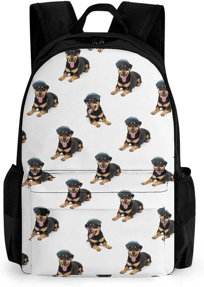Men Women Polyester Australian Cattle Dogs White Backpack Large Capacity Bookbag With Smooth Zippers for Climbing Picnic Bicycle