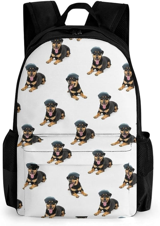 Men Women Polyester Australian Cattle Dogs White Backpack Large Capacity Bookbag With Smooth Zippers for Climbing Picnic Bicycle