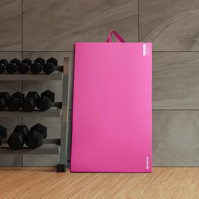 RitFit Upgraded Folding Exercise Mat, 2 Inch Thick Gymnastics Mat 3’x6’,4’x8’,4x10’,2'x8' with Carrying Handles for Yoga, MMA, Stretching, Core Workouts and Home Gym Protective Flooring