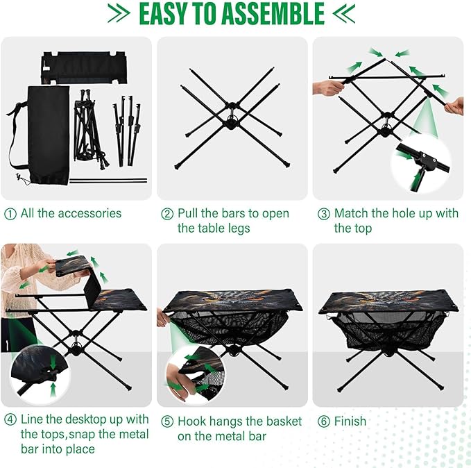 Owl with Orange Eyes Portable Folding Camping Table, Compact Lightweight Beach Table with Carrying Bag for Outdoor Picnics, BBQs, Camp