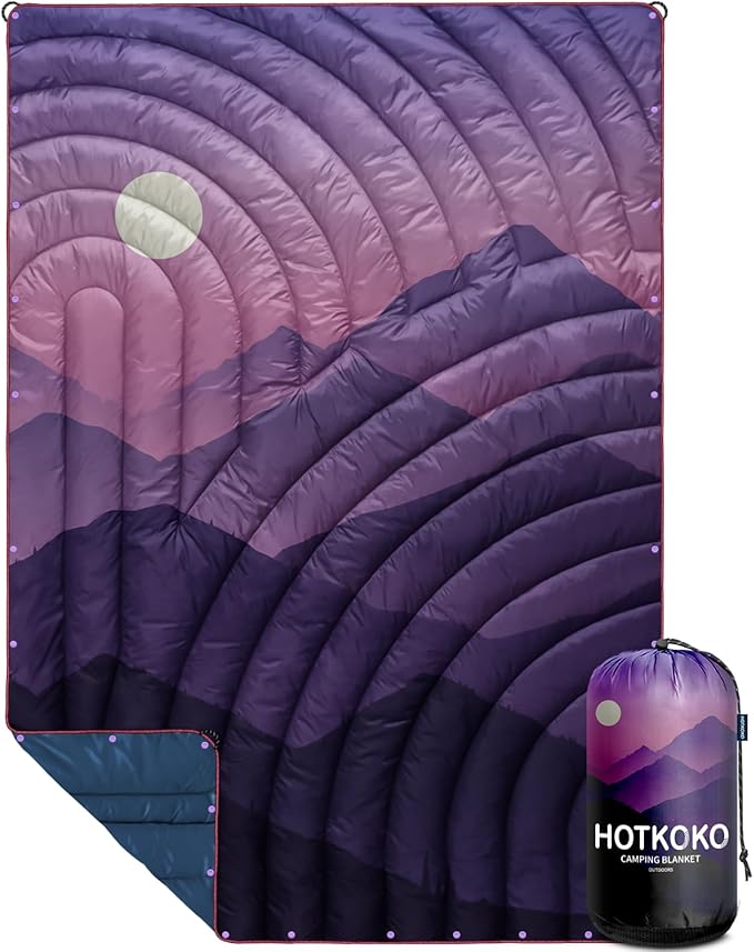 Camping Blanket,Puffy Printed Camping Blanket Lightweight Packable Outdoor Blanket for Camping,Traveling, Stadium, Hiking, Picnics