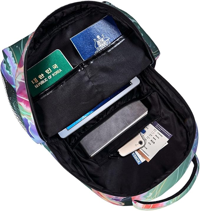 Polyester Daypack Backpack for Trekking Picnic Walking Cycling, Large Capacity Anti-Theft Multipurpose Shoulder Bag, Cartoon Under Sea Ocean Jellyfish Casual Daypack