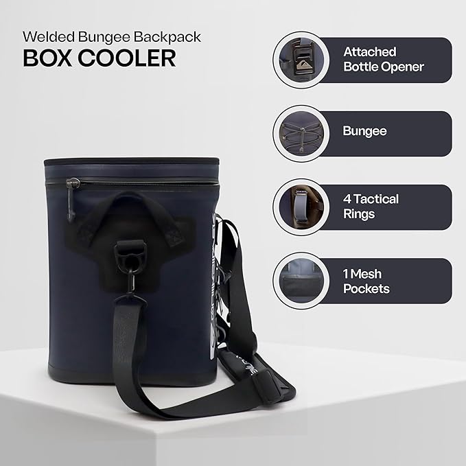 Quiksilver Welded Bungee Backpack Cooler, 30L/36 Cans, 48-72 Hours Insulation, Leakproof & Waterproof IPX7 Rated, Heavy-Duty 600D TPU, Adjustable Straps