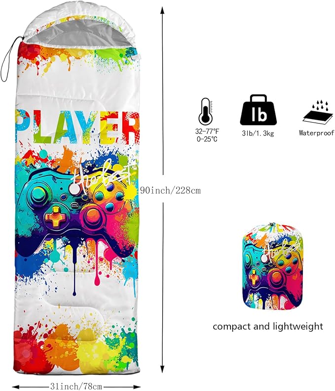 AILONEN Girls Pink Camping Sleeping Bags,Lightweight & Waterproof,3 Season Warm & Cool Weather,Cute Bow Duck Print Sleeping Bags for Kids,Girls,Adults Travelling,Outdoors