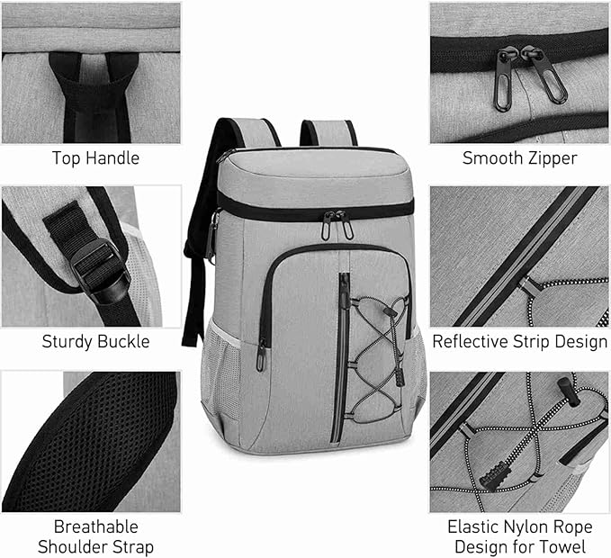 Insulated Cooler Backpack Leak Proof Aluminum Foil Inner Oxford Exterior for Camping Hiking Outdoors
