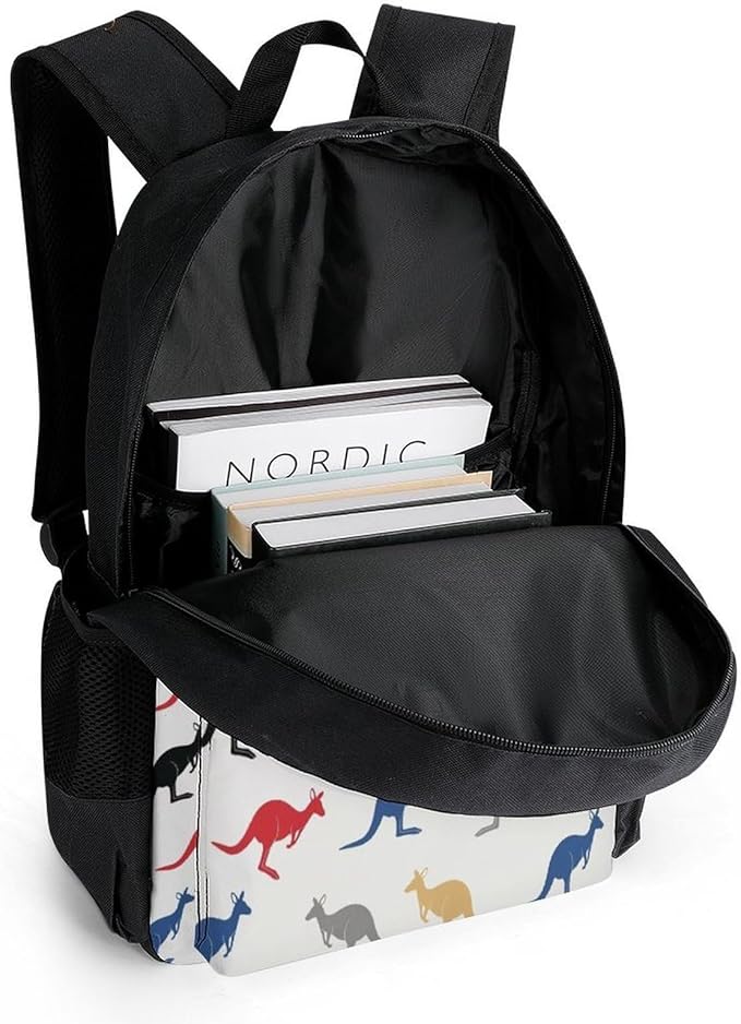 Men Women Polyester Australia Kangaroos Daypack Big Capacity Shoulder Bag With Smooth Zippers for Hiking Work Walking Cycling