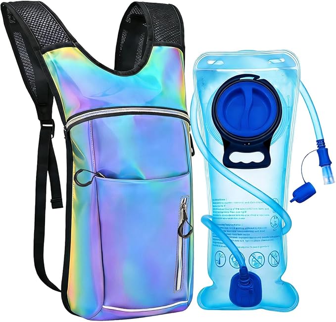 Hydration Backpack, Water Backpack with 2L Hydration Bladder, Rave Backpack Hydration Pack, Festival Essential for Raves, Hiking, Cycling, Climbing, Running, Outdoor, Camping and More
