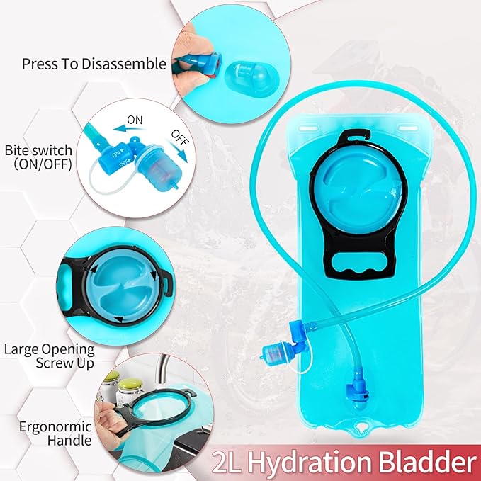 Hydration Backpack with 2L Water Bladder, Lightweight Hydro Pack for Cycling, Running, Hiking, Climbing