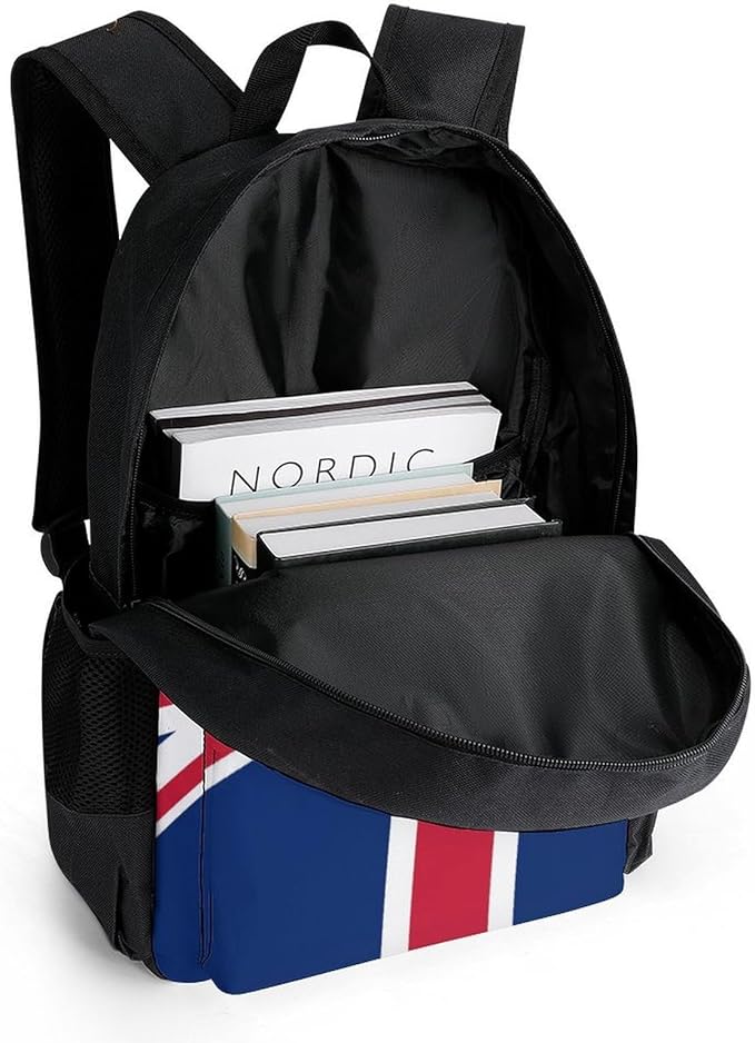 Men Women Lightweight British Uk Flag Daypack Bookbag Big Capacity Carry On Bag With Side Pockets for Camping Travel Bicycle