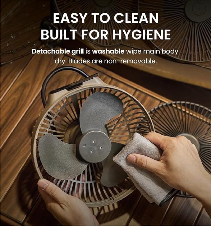 Claymore V1040 Black Rechargeable Portable Fan – 10,400mAh Power Bank Function Remote Control 4-Speed Quiet BLDC Air Circulator USB-C Charging 23 Hrs Runtime for Camping, Indoor, Outdoor