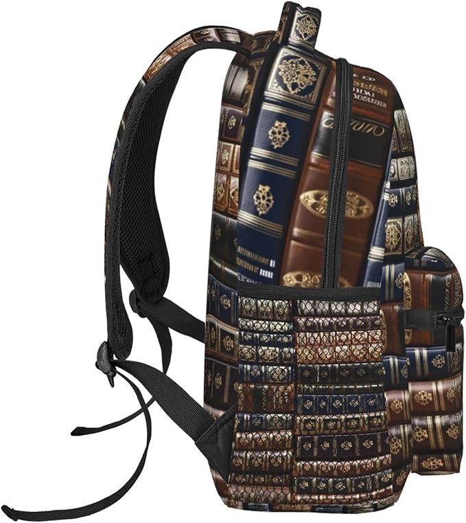 Men Women Lightweight Vintage Books Art Casual Daypack Large Capacity Bookbag With Adjustable Shoulder Straps for Gym Business Bicycle