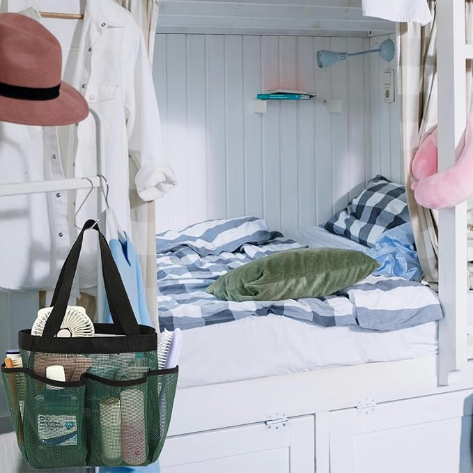 Mesh Shower Caddy Portable for College Dorm Room Essentials, 8-Pocket Large Shower Basket Tote Bag with 2 Handles for Toiletry, Bathroom, Beach, Camp, Gym