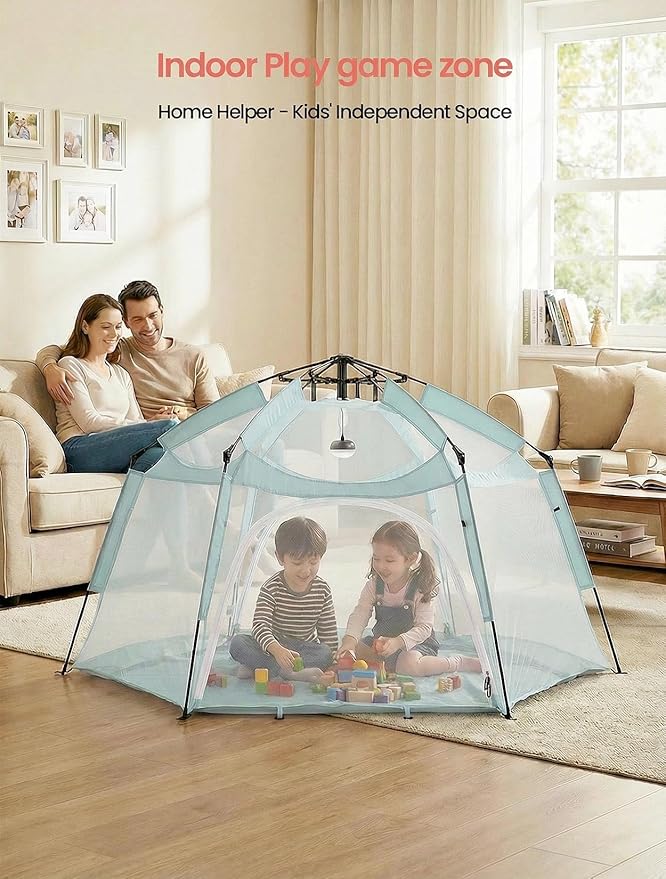 Porayhut Large Pop Up Play Tent for Kids, 78" Instant Toddler Playhouse with Removable Floor & UV50+ Sun Shade, 360° Mesh Mosquito-Free Tent for Indoor Outdoor Beach Backyard, Fits 4 Kids