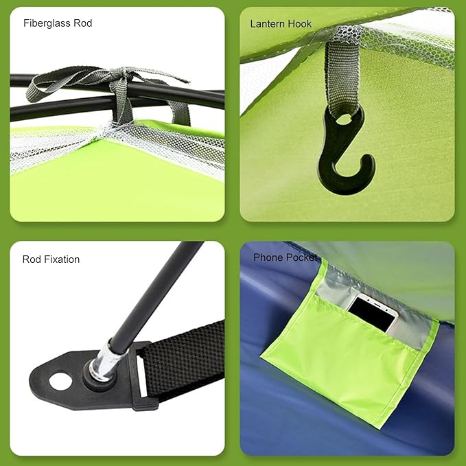 Ultralight Backpacking Tent Single Person Double Door Camping Shelter with Waterproof Oxford Fabric Fiberglass Poles Mesh Ventilation Screen Rain Fly Carry Bag for Outdoor Hiking
