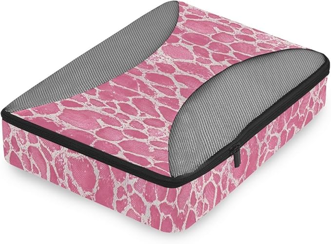 Pink Snake Compression Packing Cubes for Travel Luggage Suitcase Packing Organizers Bags Carry On Lightweight 4 Set