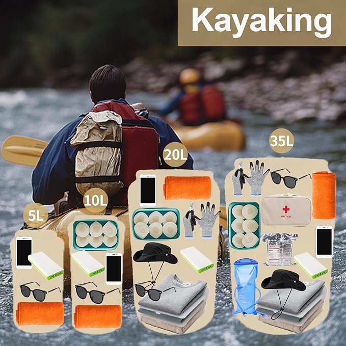 Lightweight Dry Bags Waterproof for Kayaking,5L/10L/20L/35L Roll Top Dry Sack Waterproof Bags for Travel Boating Camping Beach (Blue, 5L)