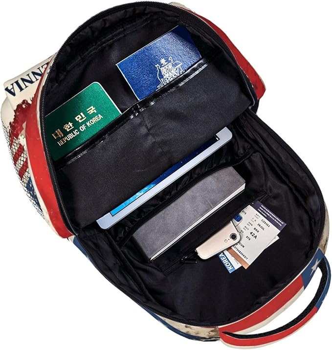 Polyester Daypack Backpack for Trekking Picnic Walking Cycling, Large Capacity Anti-Theft Multipurpose Shoulder Bag, 250 Years American 250th Anniversary USA Flag Art Casual Daypack
