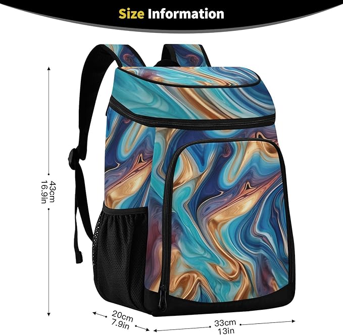 YETTASBIN Leakproof 36 Cans Cooler Backpack for Men Women - Marble Insulated Backpack Cooler Large Capacity Waterproof Lunch Bag for Hiking, Camping, Beach, Fishing, Work