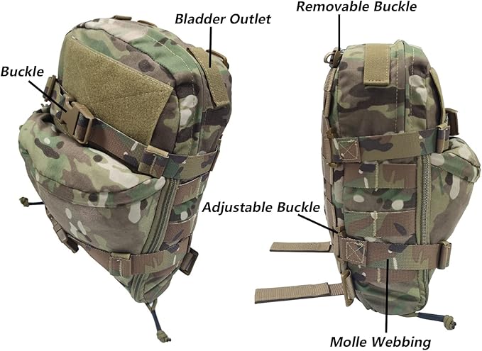 Tactical Hydration Backpack for 2L Hydration Bladder, Lightweight Hydration Backpack MOLLE Water Carrier for 2L Hydration Bladder Reservoir Pack for Hiking Biking Running Climbing