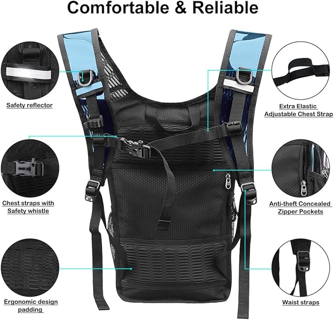 Hydration Backpack Pack, Water Backpack 20L Capacities Included 2L Hydration Bladder, Festival Essential - Rave Hydration Pack Hydropack Hydro for Hiking, Festival Gear