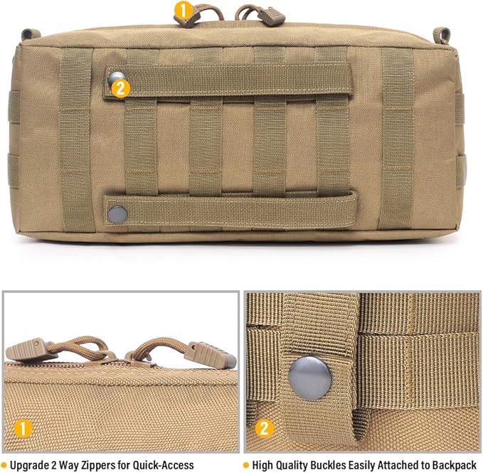 WYNEX Large Molle Pouch, Tactical Molle Bag Vertical Admin Pouch, Modular Utility Pouch Increment Side Pouch for Tactical Backpack Molle Rucksack Attachment, with Shoulder Strap For Use as Sling Bag