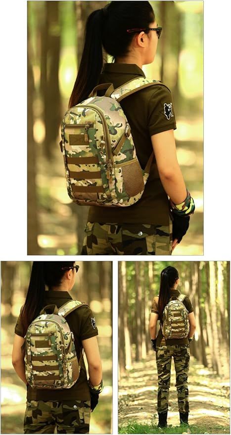 HUNTVP 10L Tactical Backpack Small Backpack Mini Daypack Military MOLLE Rucksack Gear Tactical Assault Pack Bag for Hunting Camping Trekking(10L-Desert Camouflage)