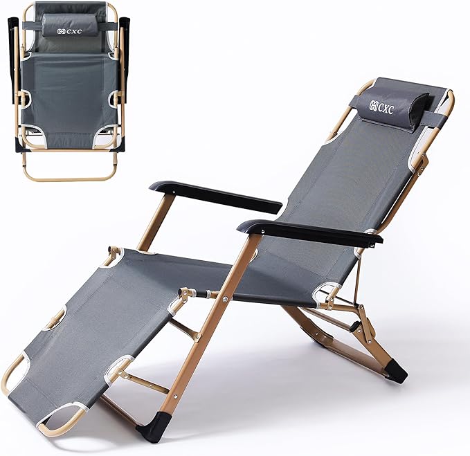 CXC Adjustable Zero Gravity Patio & Comfortable Folding Chair with Foot Rest & Adjustable Back Angle, Ideal for Office Naps, Fishing, Patio 250lbs Capacity