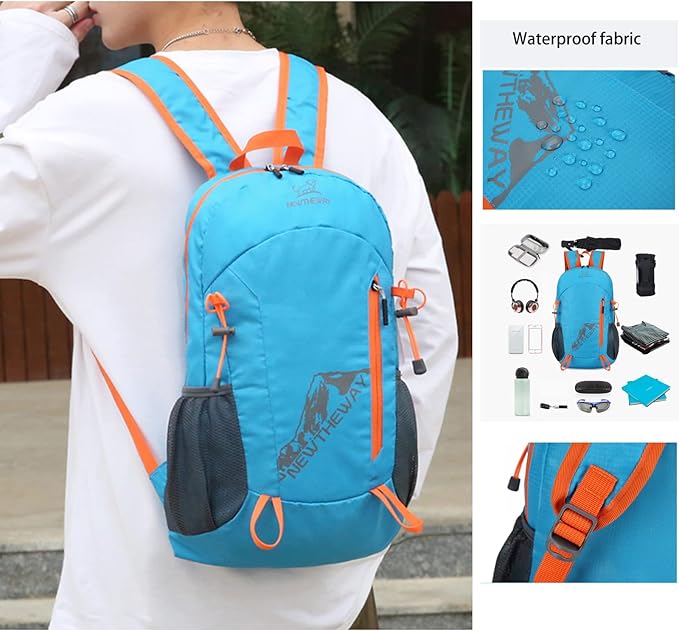 Lywencom Hiking Backpack,20L sports lightweight folding waterproof ultra-light backpack suitable for outdoor camping picnic(blue), LW026