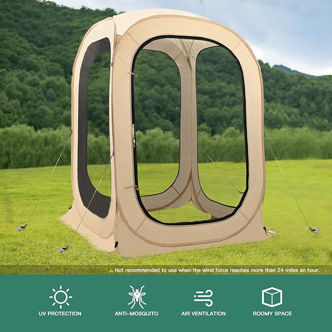 LILYPELLE Screen House Tent Pop-Up, Portable Screen Room Canopy Instant Screen Tent Outdoor Camping Tent with Carry Bag for Patio, Backyard, Deck & Outdoor Activities