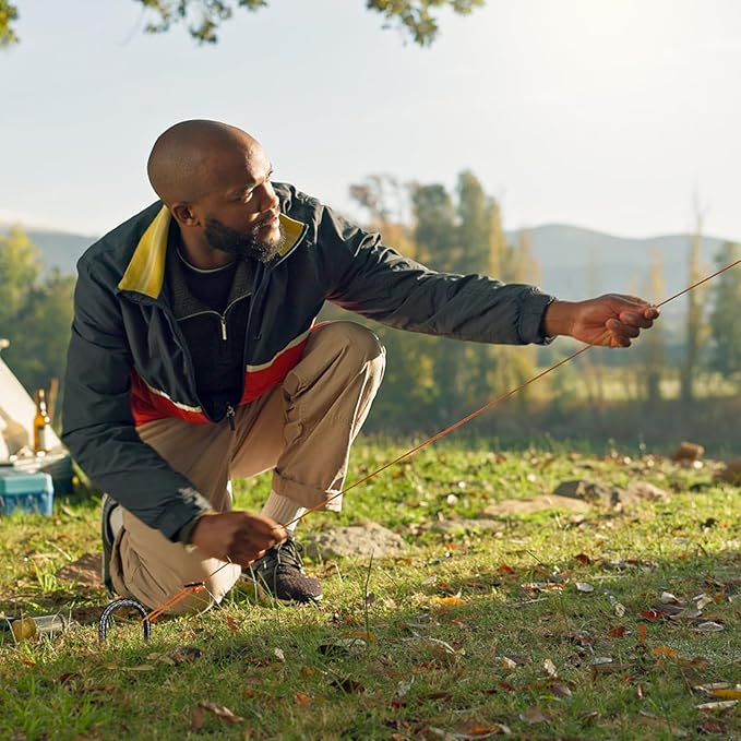 Rebar Stakes, Heavy Duty Metal J Hook Garden Ground Stakes for Camping Tent Canopy (U Shape-Black, U-12"x0.3"-6pcs)