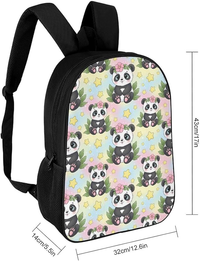 Outdoor Backpack Gym Bag Cute Rainbow Panda Outdoor Activities with Big Capacity Daypack, College Bookbag