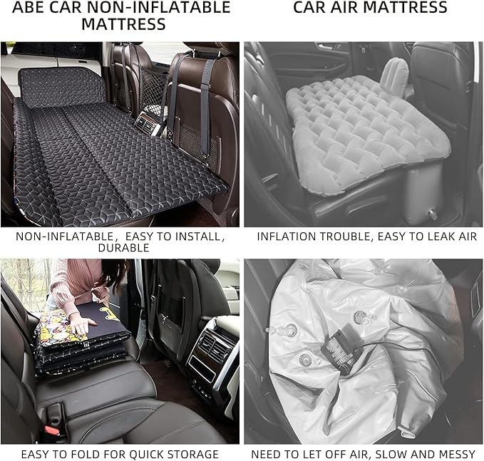 ABE Non-Inflatable Car Mattress,Double-Sided Folding Car Bed Mattress SUV,Portable SUV Mattress,Camping Mattress Back Seat,Travel Camping Mattress for Sleeping (Amy Bunny)