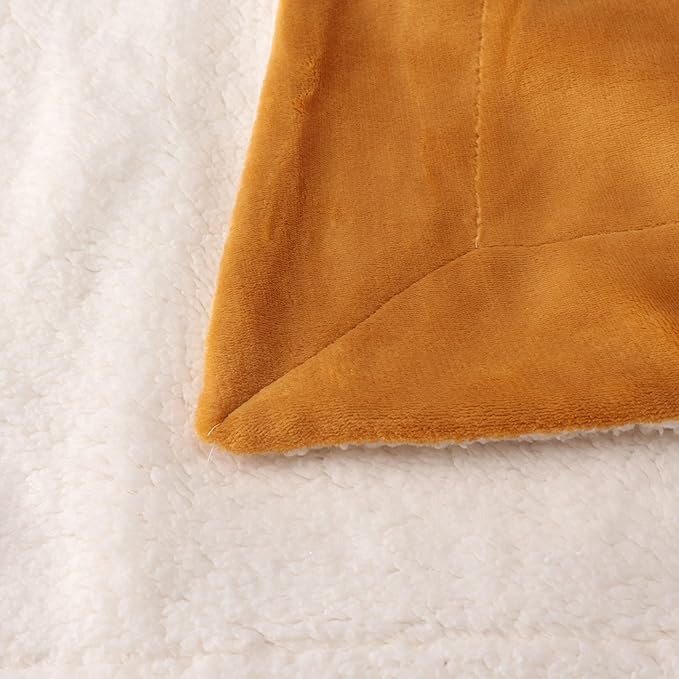 NANPIPER King Size Sherpa Blanket, Soft Fleece Throw for Bed, Reversible Thick Fuzzy Blanket for Winter (Ginger Yellow, 90x108 inches)