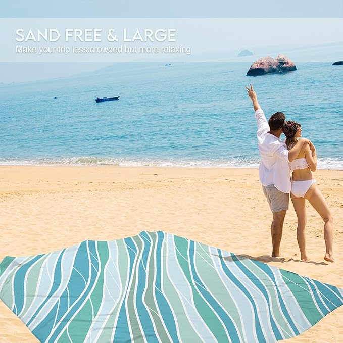 BYDOLL Beach Blanket Waterproof Sandproof Large 78''×81''/10'×9' Sand Free Oversized Sandless Picnic Mat Water Proof Packable Lightweight Blanket for Beach Camping Hiking Travel