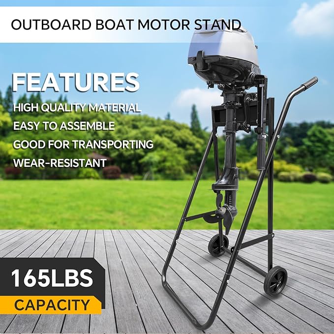 Outboard Boat Motor Stand,165LB Load Outboard Motor Carrier Multi Purposed Portable Boat Motor Engine Trolley for Repair,Maintenance,Storage