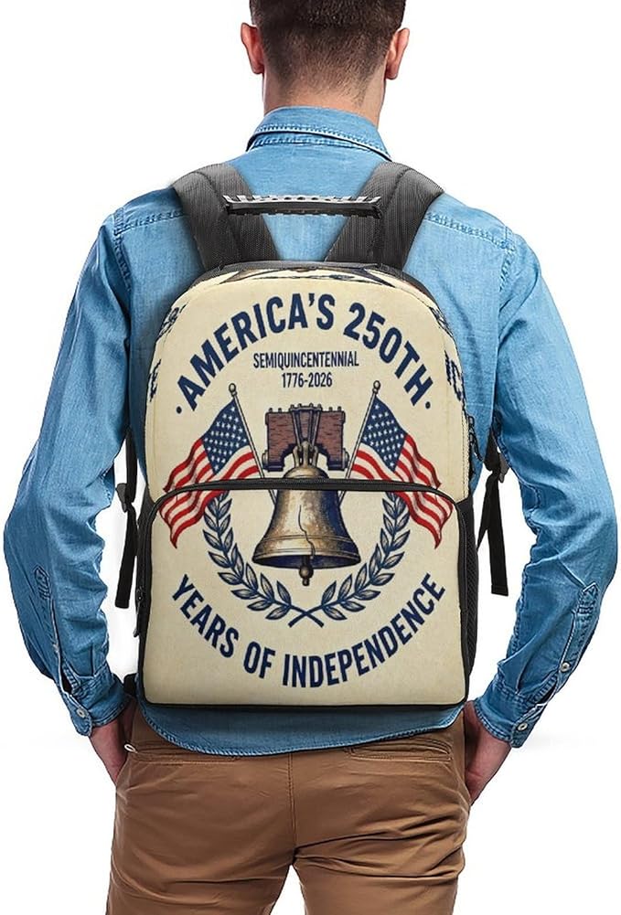 Adults Lightweight 250th Anniversary 1776-2026 Patriotic Freedom Art Rucksacks Large Capacity Bookbag With Adjustable Shoulder Straps for Trekking Outdoors Bicycle