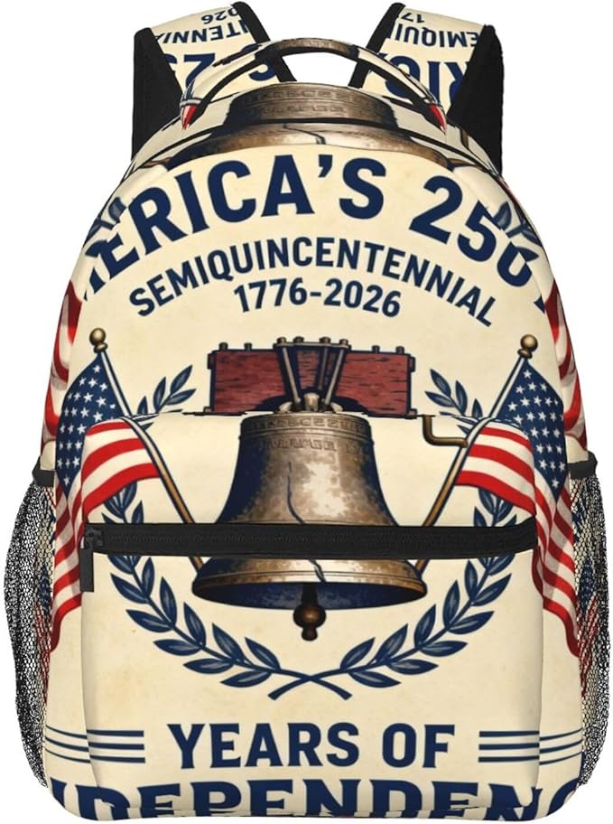 Rucksacks Lightweight Multipurpose Anti-Theft 250th Anniversary 1776-2026 Patriotic Freedom Art Shoulder Bag Large Capacity Business Computer Bag With Smooth Zippers