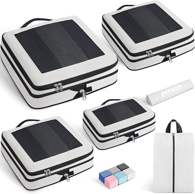 Compression Packing Cubes for Travel, Lightweight Vacation Travel Essentials, Travel Accessories for Suitcase Organizer Bags Set, Durable Luggage Organizer